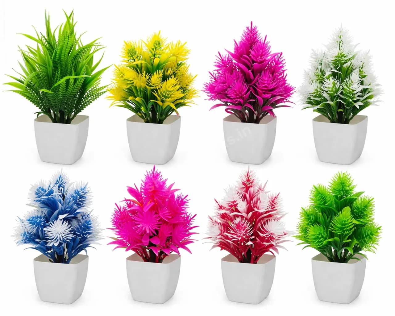Mini Artificial Spike Plant in Cup (15 cm) – Multicolor Modern Table Top Greenery | Home & Office Décor